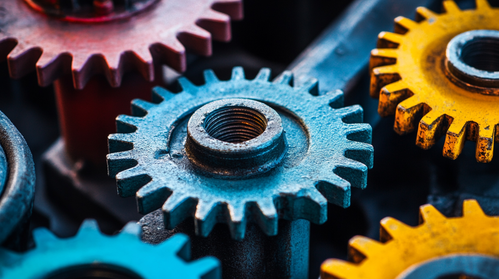 Colorful interlocking gears representing business integration